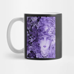 LAVENDER ART DECO FLORAL FLAPPER ART POSTER COLLAGE Mug